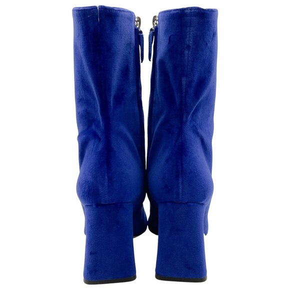 Alberta Ferretti Cobalt Blue Velvet Booties - Picture 5 of 6